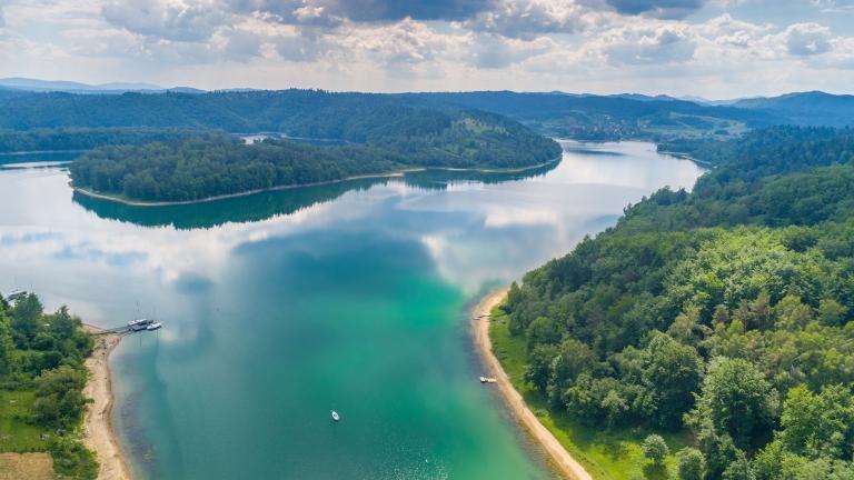 shutterstock_1108996010 Aerial drone view on beautiful Solina lake in Polish Bieszczady Mountains. Solina, Poland.jpg